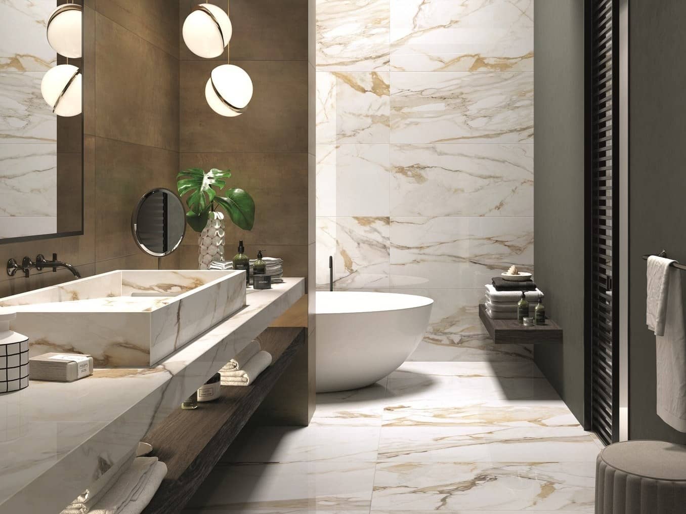 Bathroom designed with marble - elegant types of marble in bathrooms