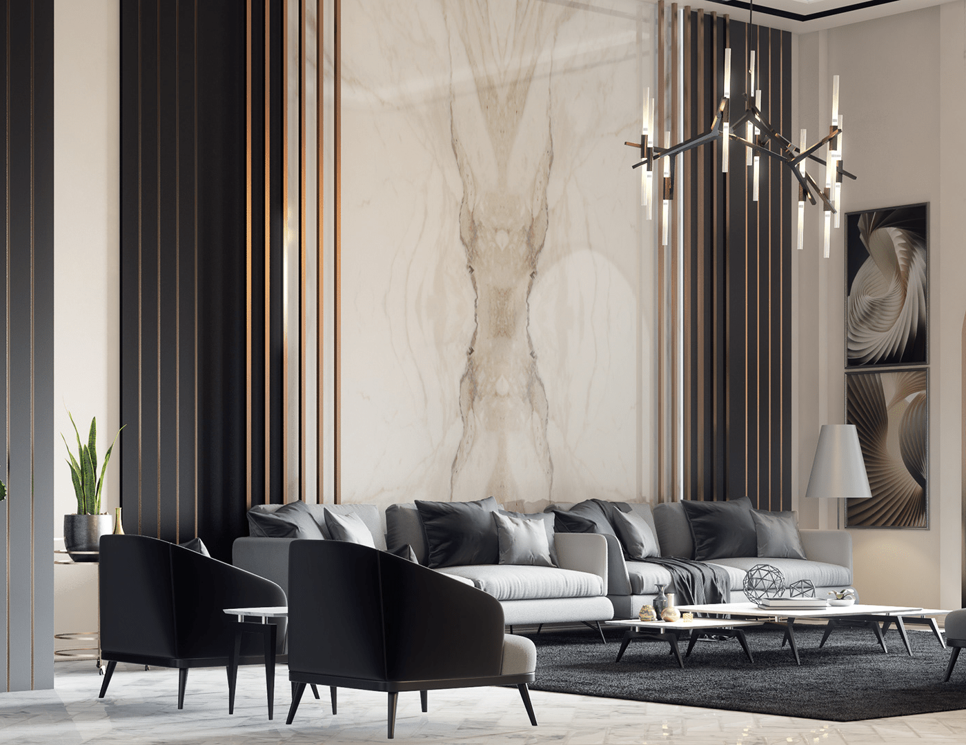 Reception area with marble finish - luxury types of marble