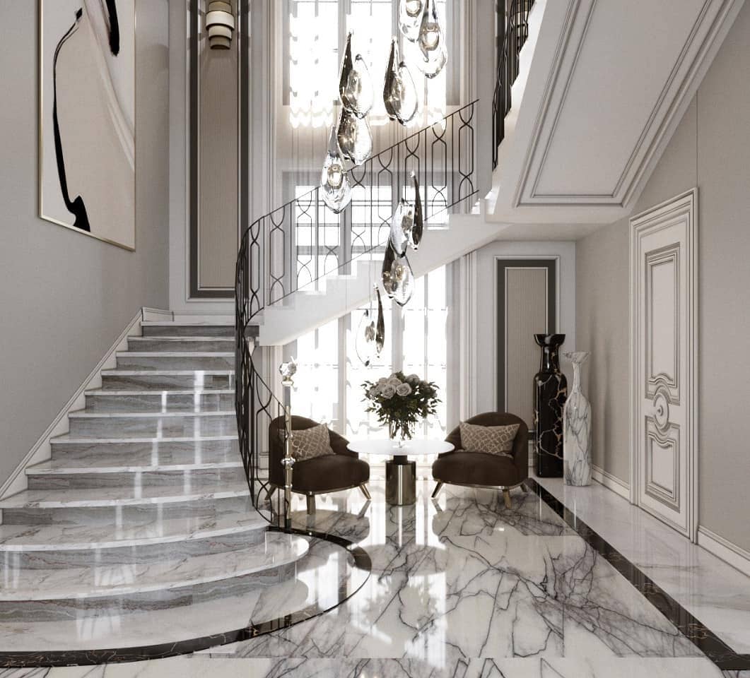 Floor design using natural marble - types of marble for interiors